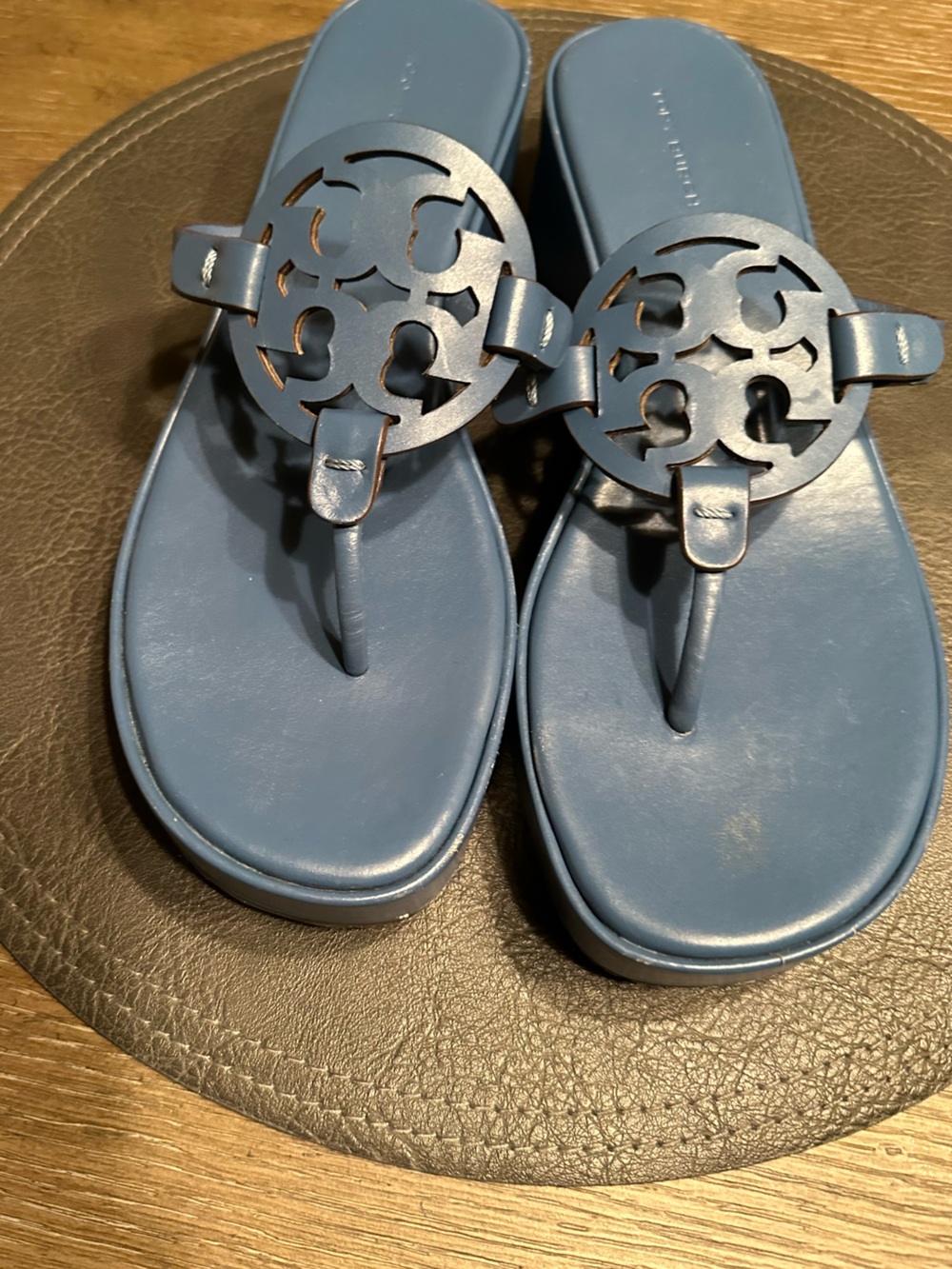 Pre-Loved Tory Burch Blue Miller Wedge Sandals